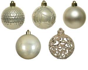 Shatterproof pearl matt shiny & glitter bauble mix
