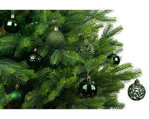 Shatterproof forest green matt shiny & glitter bauble mix