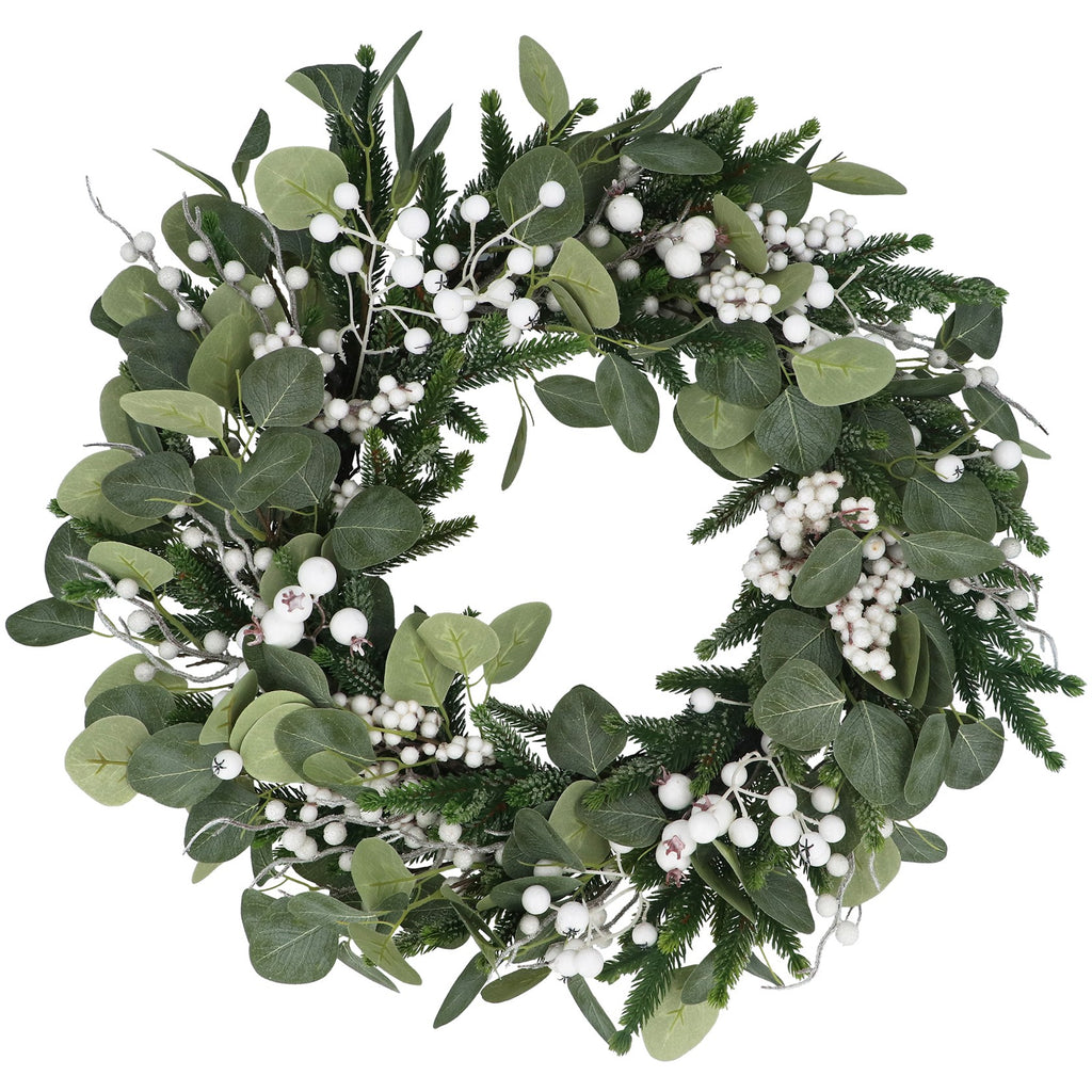 Eucalyptus & white berries wreath