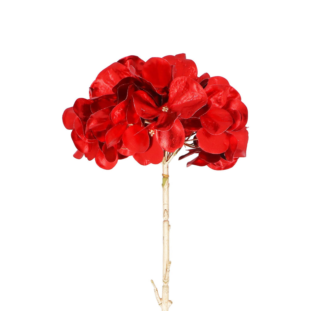 Red hydrangea with gold stem
