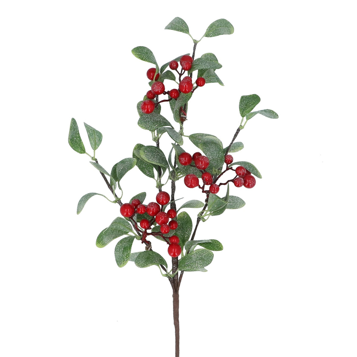 Red berry with frosted mini eucalyptus spray