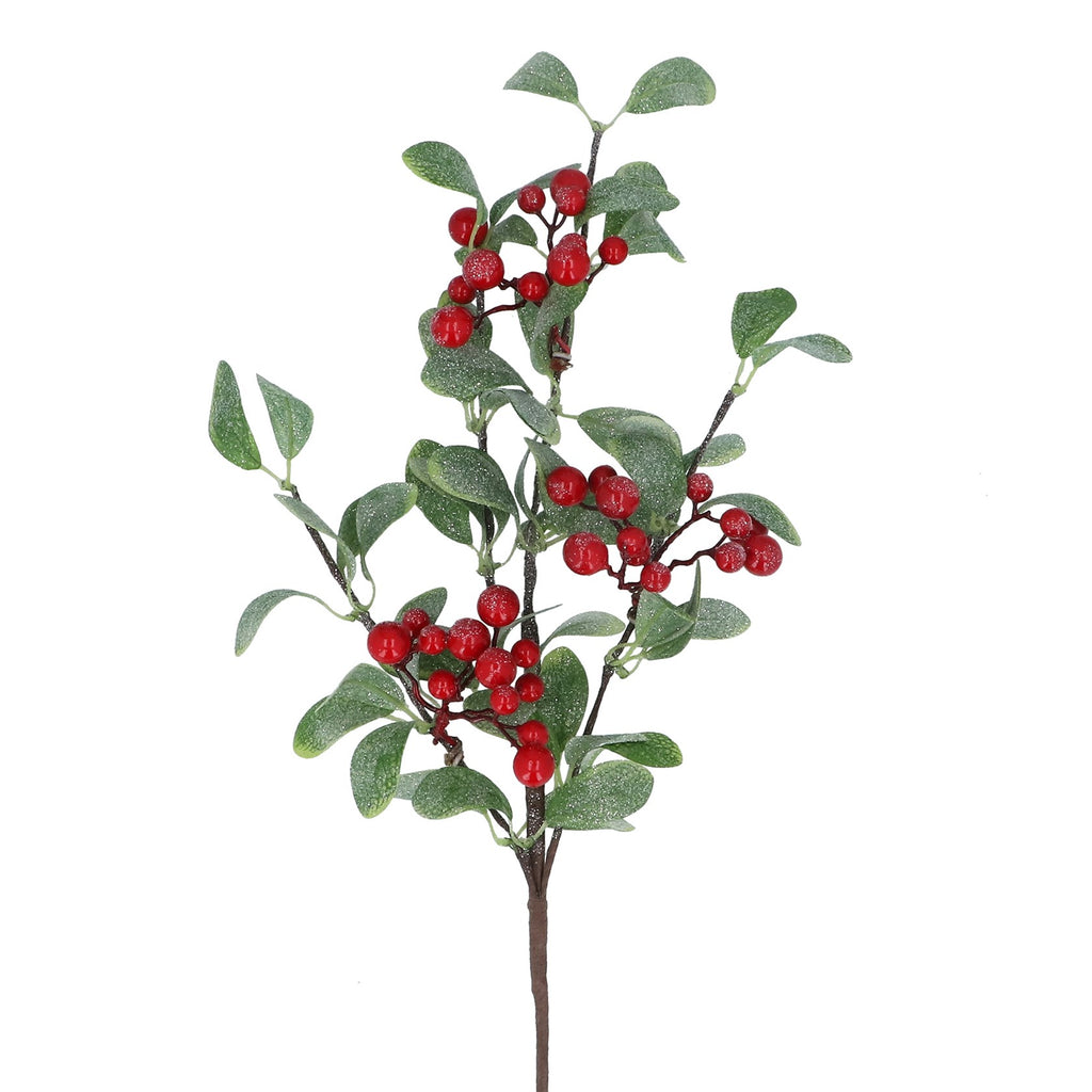 Red Berry w Frosted Mini Eucalyptus Spray