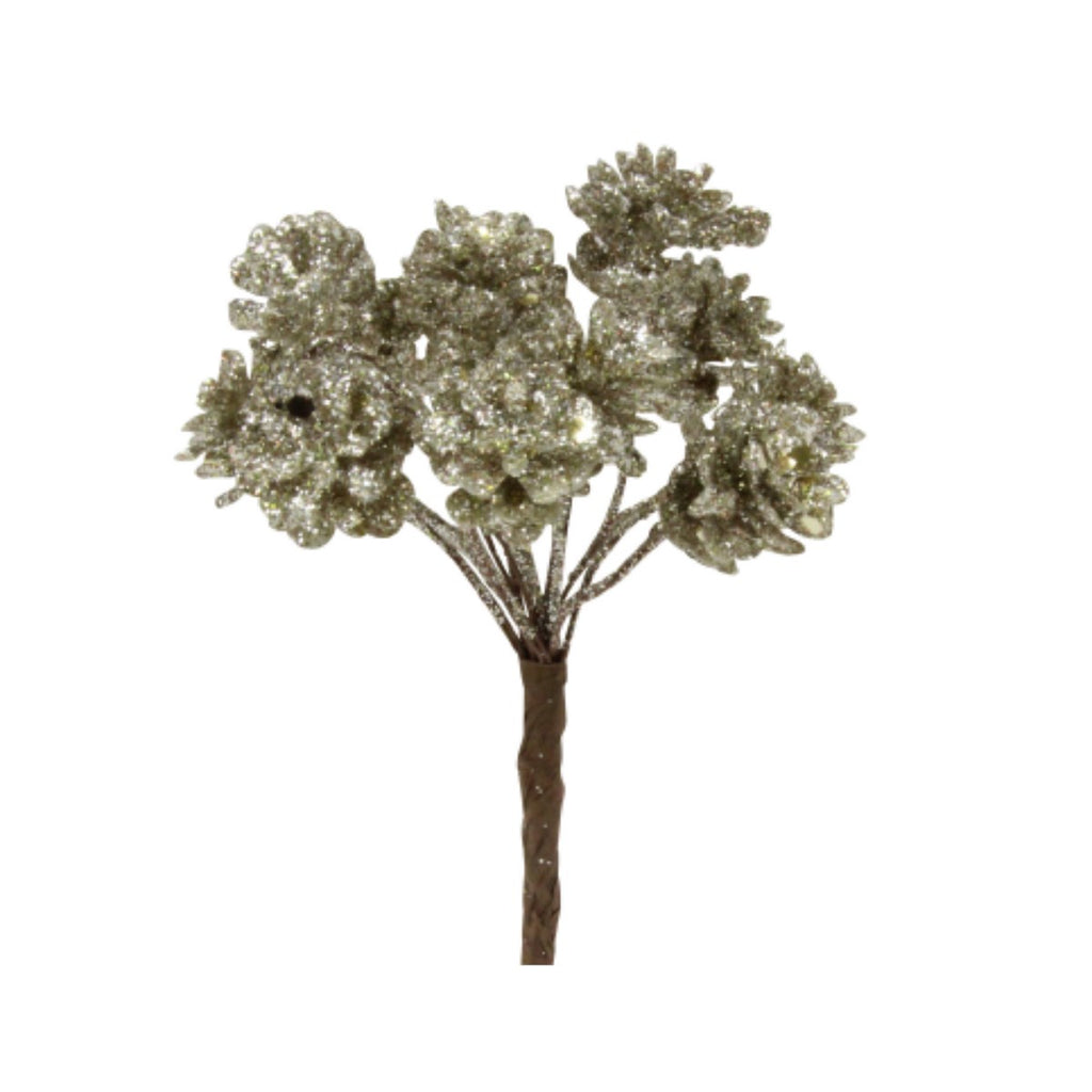 Pale gold sparkling mini cone bunch pick