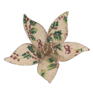 Rosehip print fabric poinsetta clip