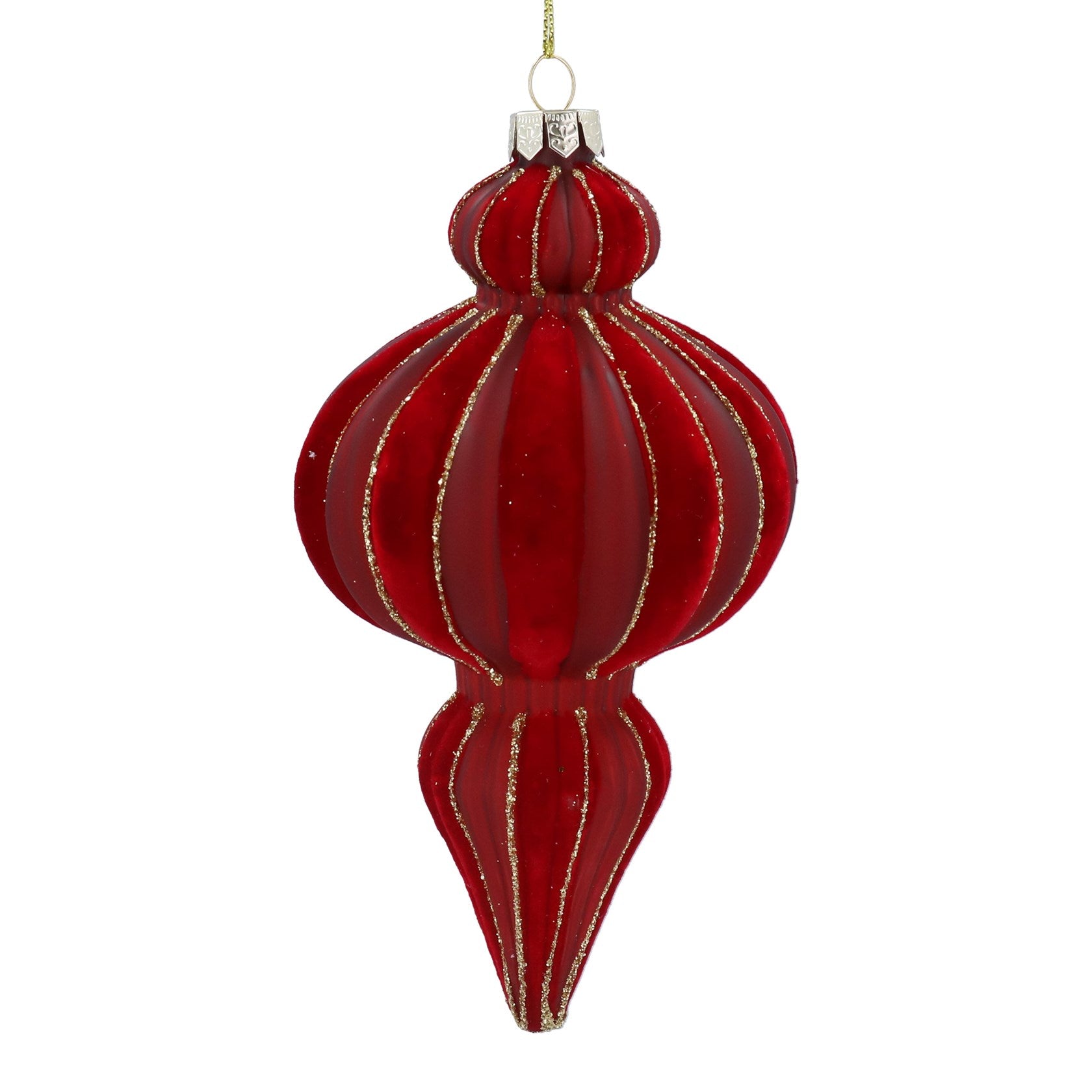 Red glass & velvet ogee hanging dec