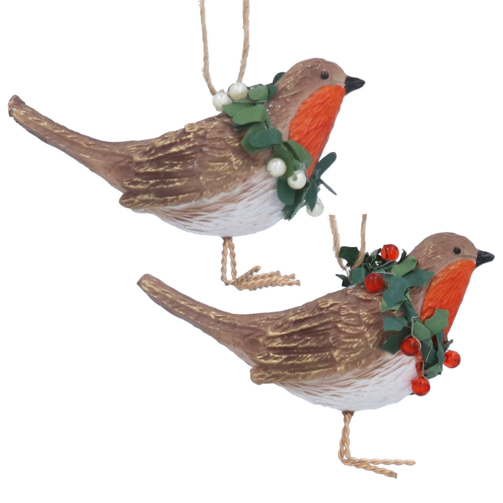Robin hanging dec with holly/ivy wreath