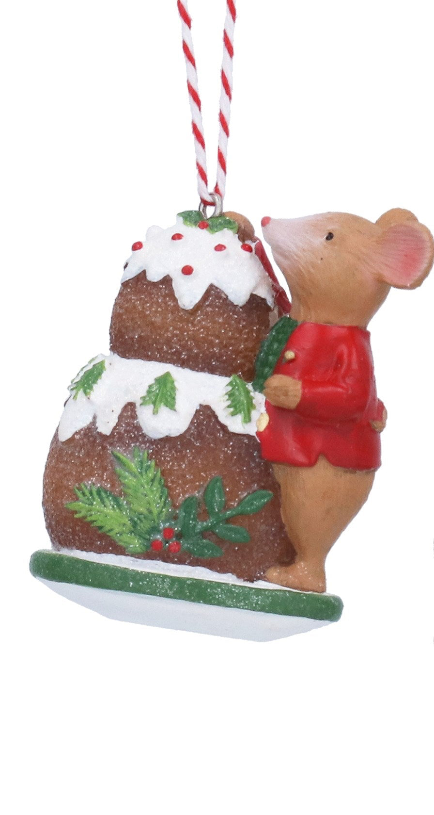 Cute mice with Christmas pudding hanging decs