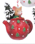 Cute mouse in teapot & teacup hanging decs