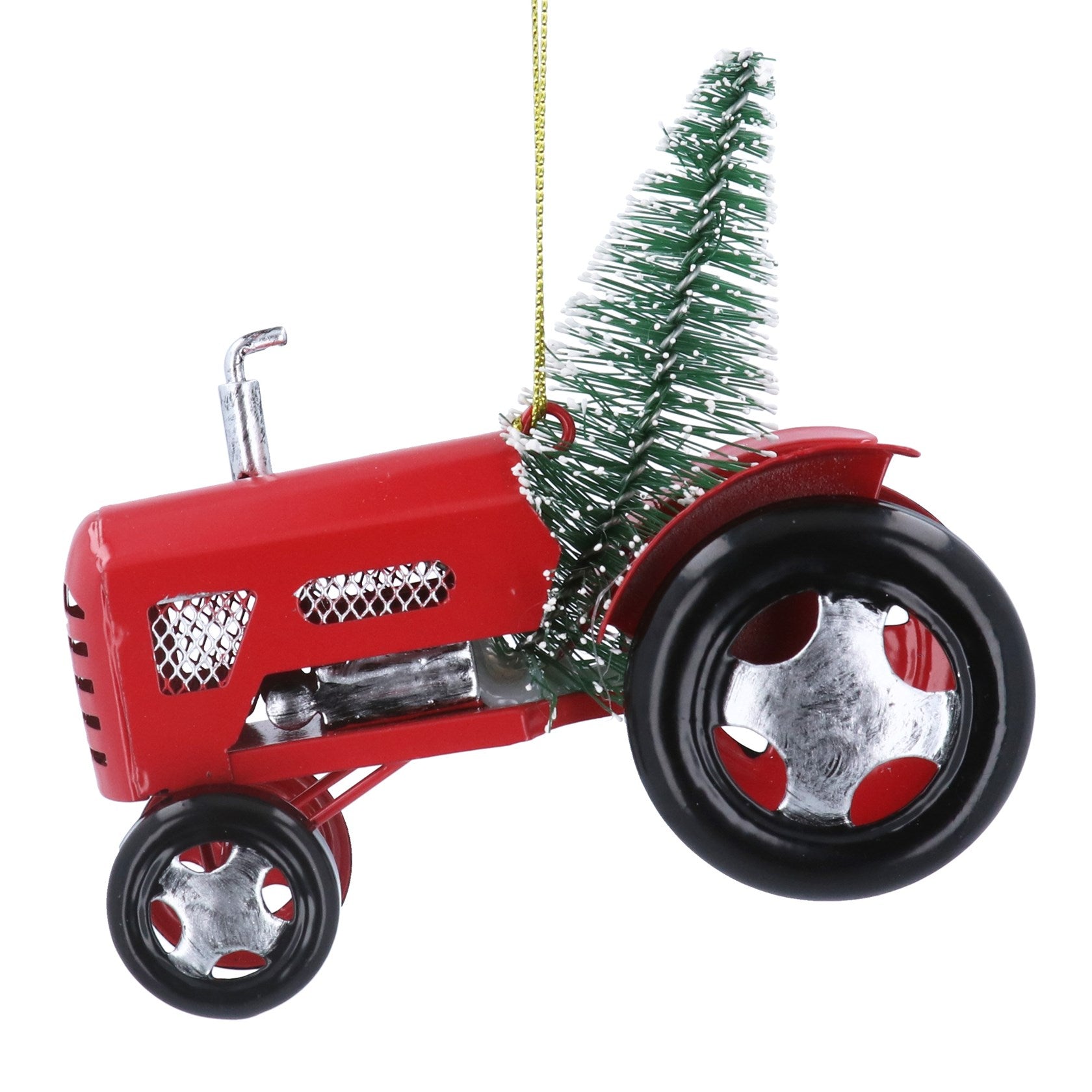 Metal tractor with tree hanging dec