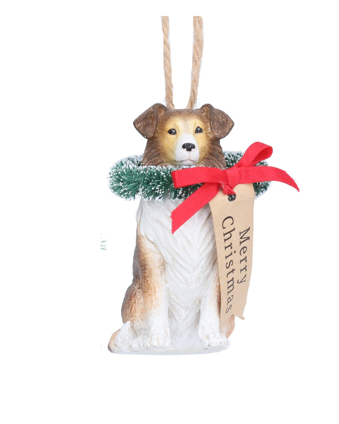 Festive dog hang decs with red bow