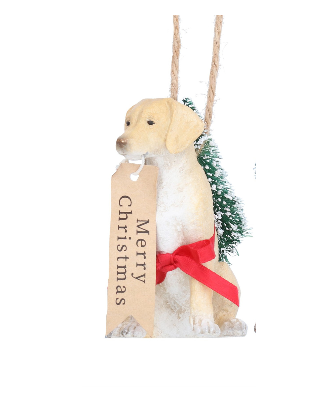 Festive dog hang decs with red bow