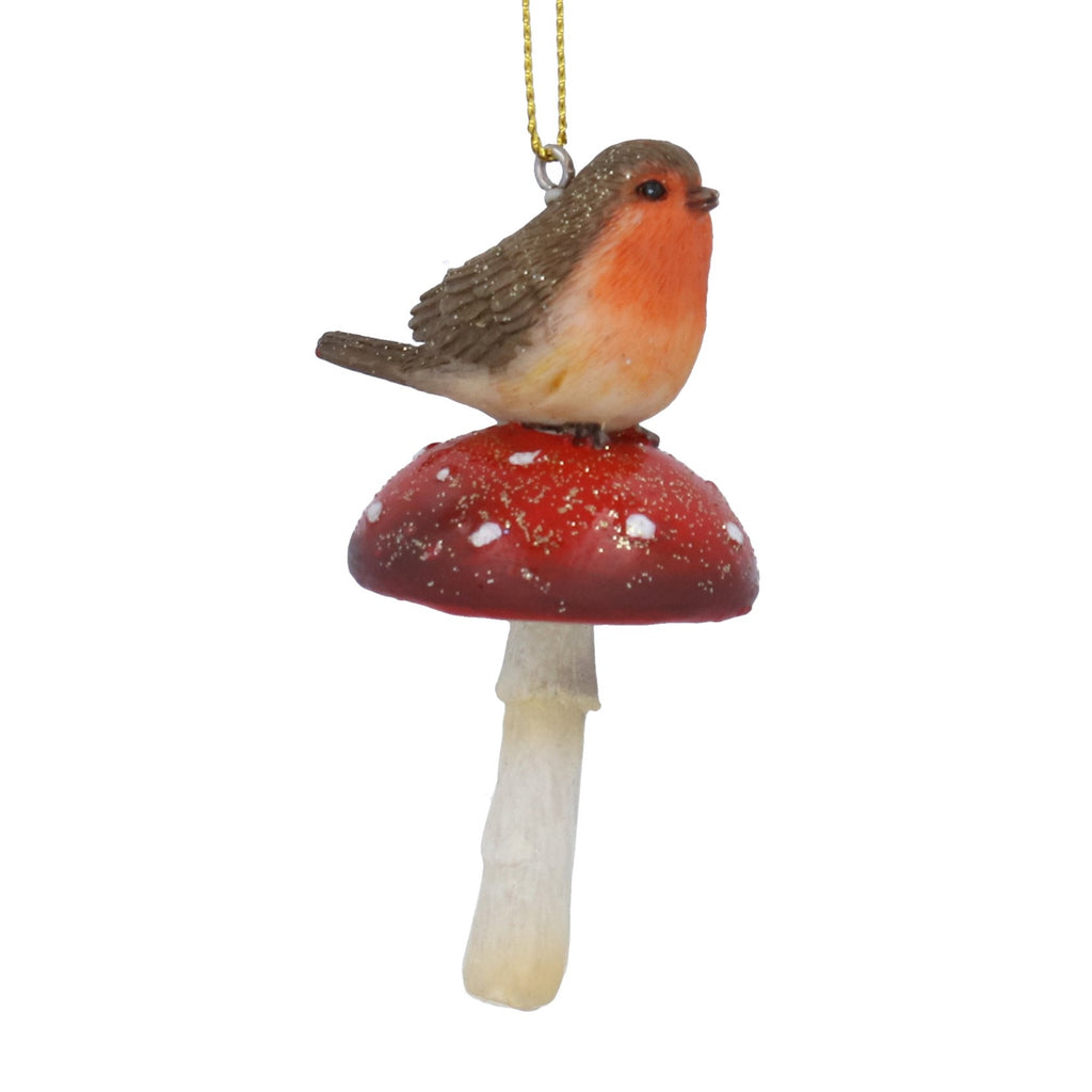Resin Robinson toadstool hanging dec