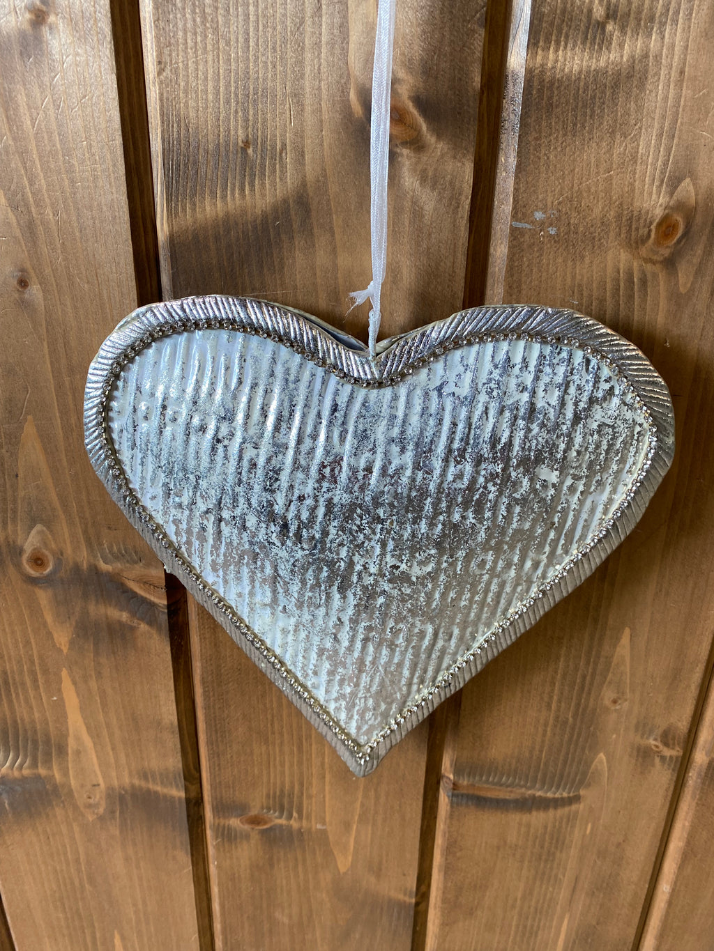 Large silver heart hanging decoration