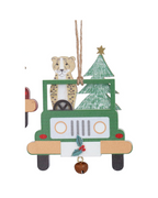Wooden tiger/leopard in car hanging dec