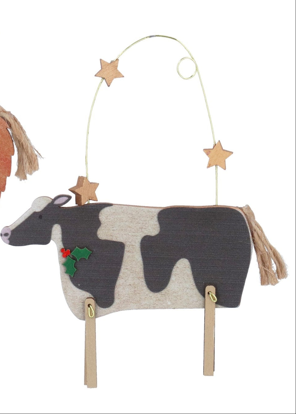 Wooden cow hanging decs with stars
