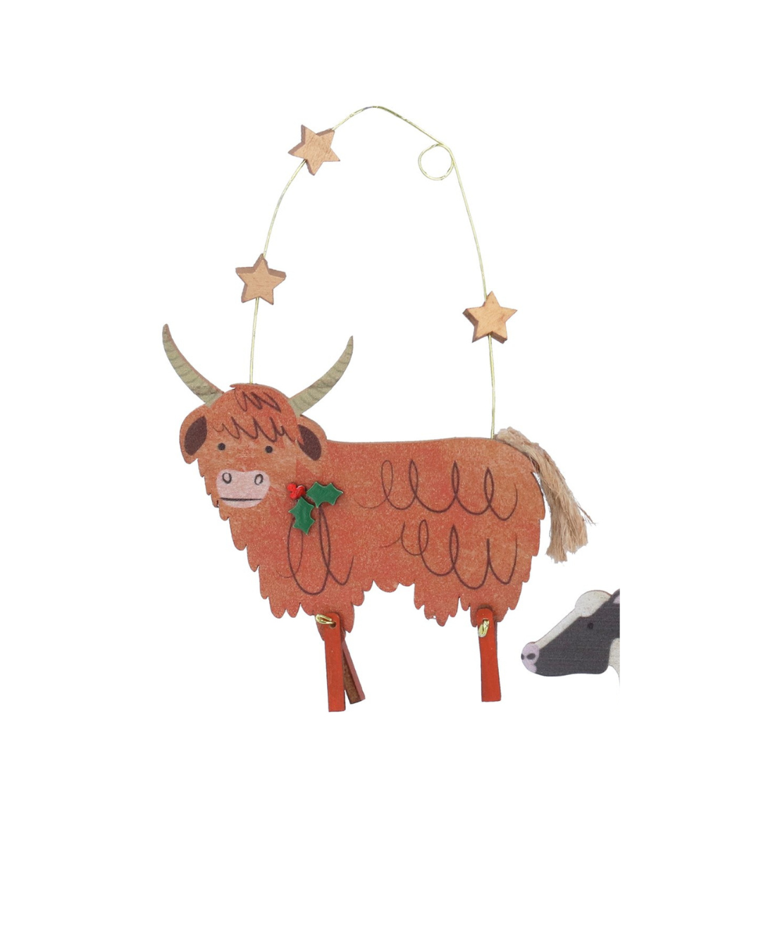 Wooden cow hanging decs with stars