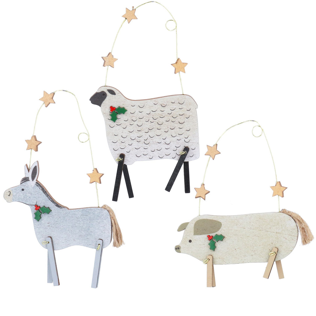 Wood donkey/sheep/pig hanging dec