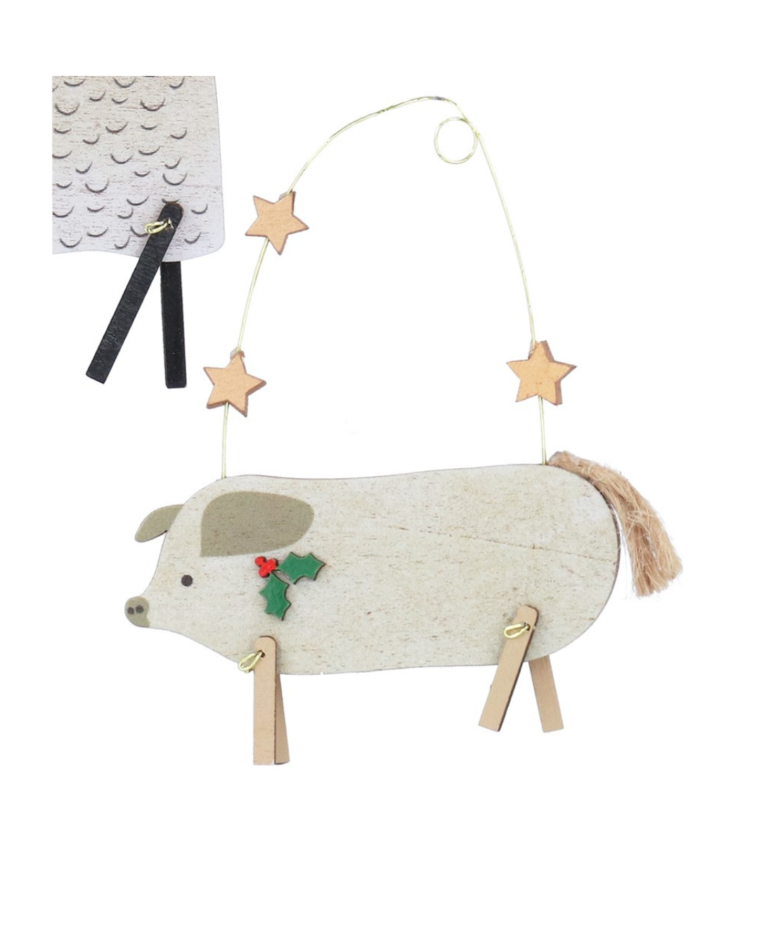 Wood donkey/sheep/pig hanging dec
