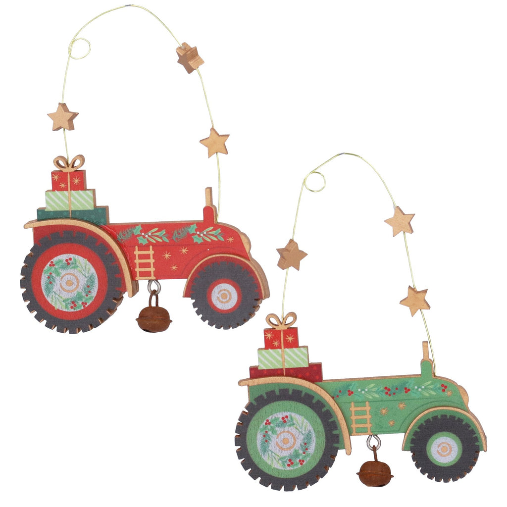 Wood tractor hanging decs