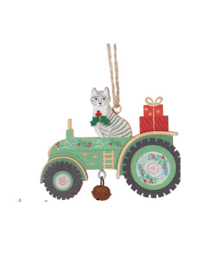 Wood animals in tractor hanging decs