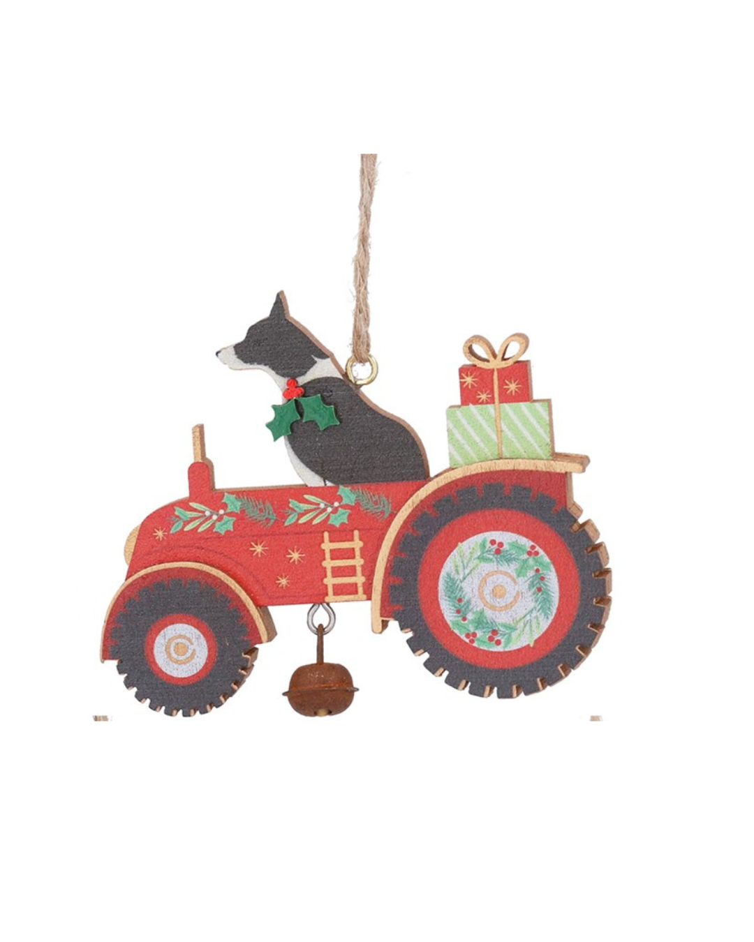 Wood animals in tractor hanging decs