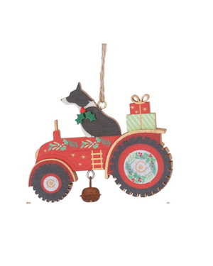 Wood animals in tractor hanging decs