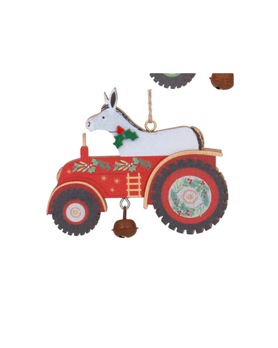 Wood animals in tractor hanging decs