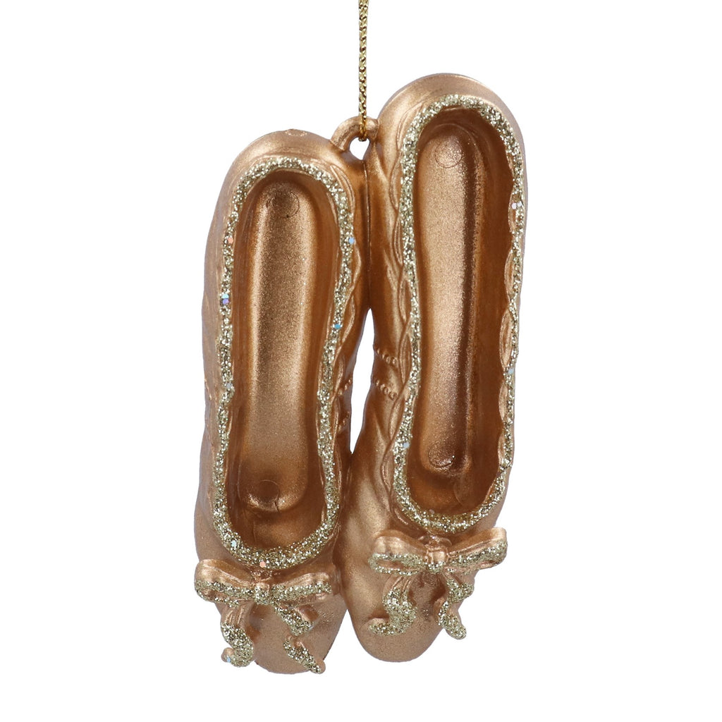 Gold glitter ballet shoes hanging dec