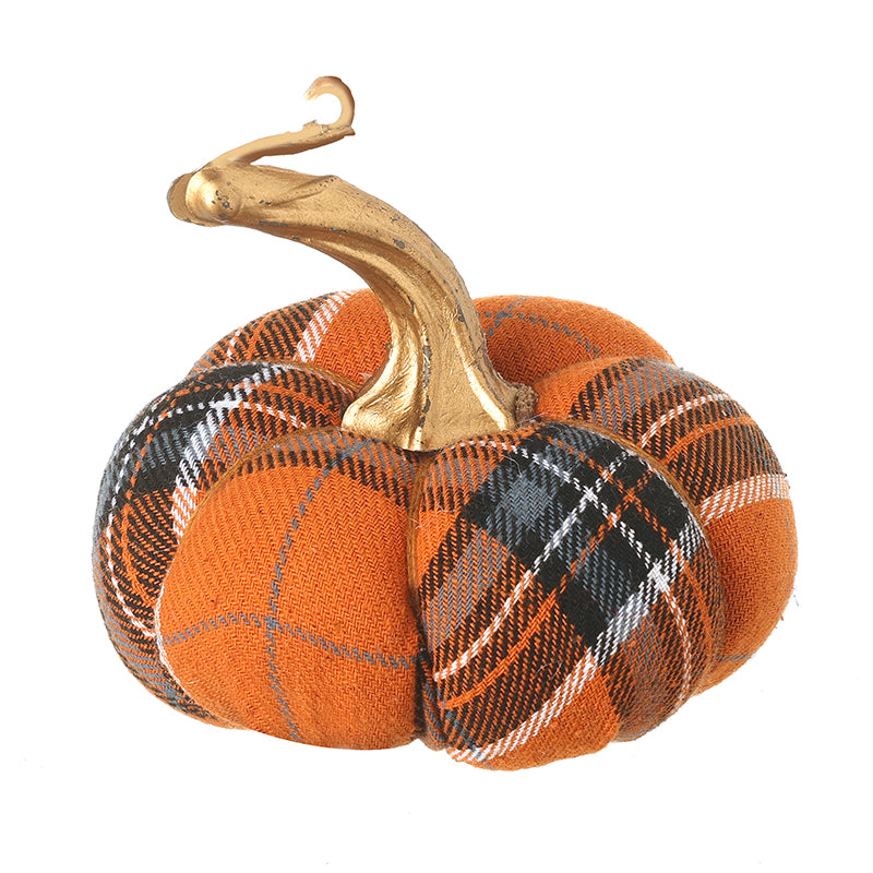 Orange tartan fabric pumpkin