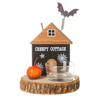 Black wooden creepy cottage tealight