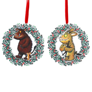 Gruffalo wooden holly wreath dec