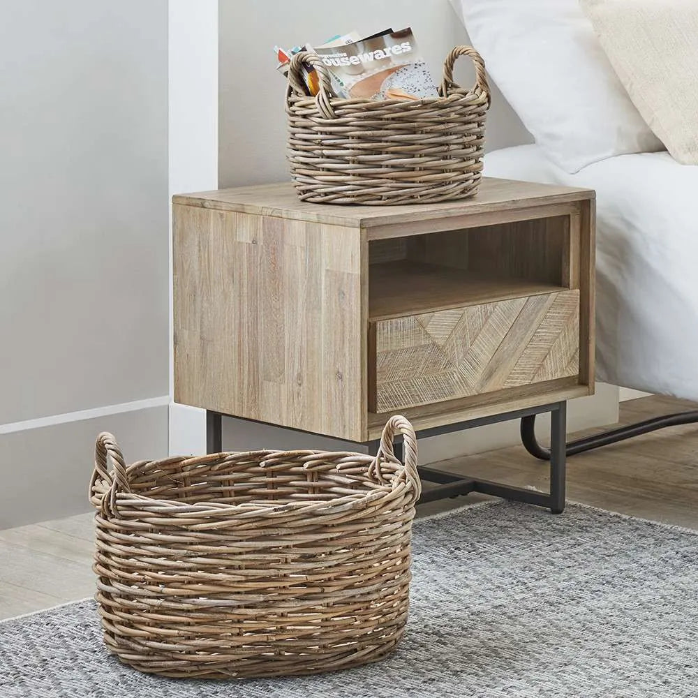 Grey Kubu oval handled baskets