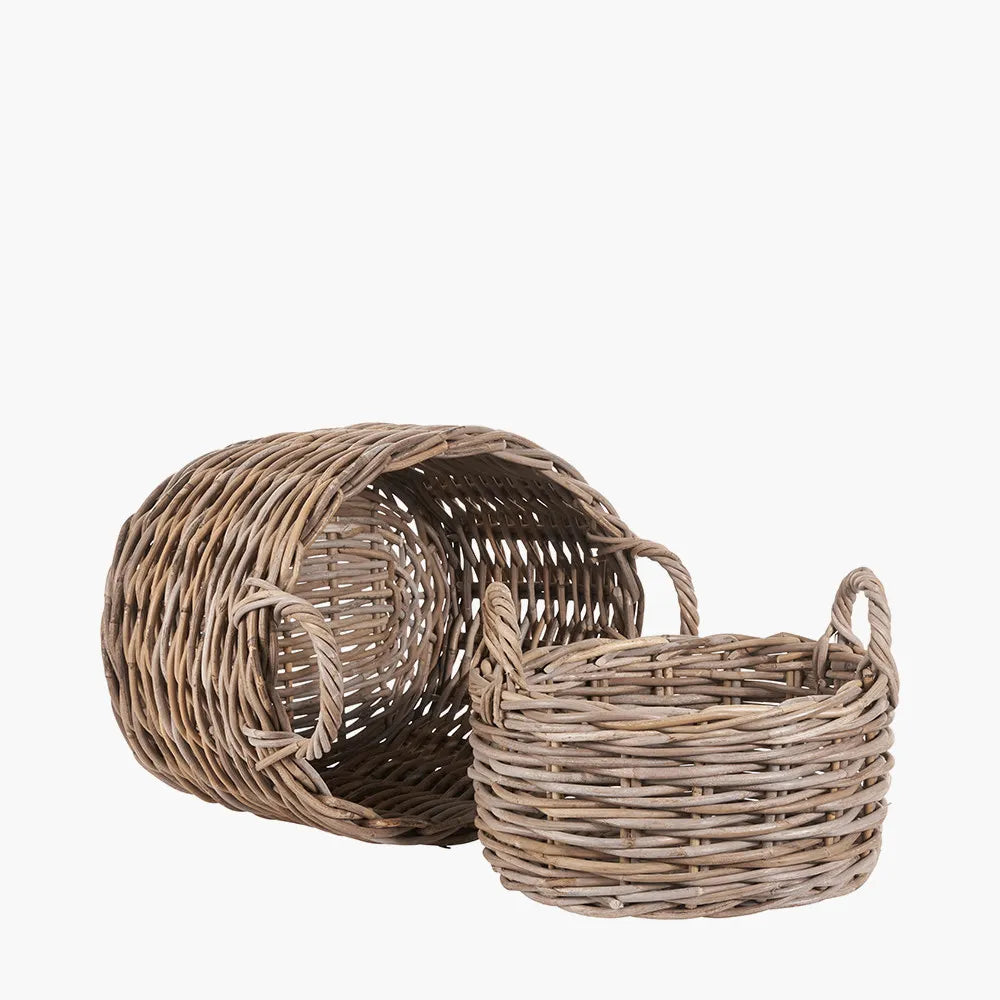 Grey Kubu oval handled baskets