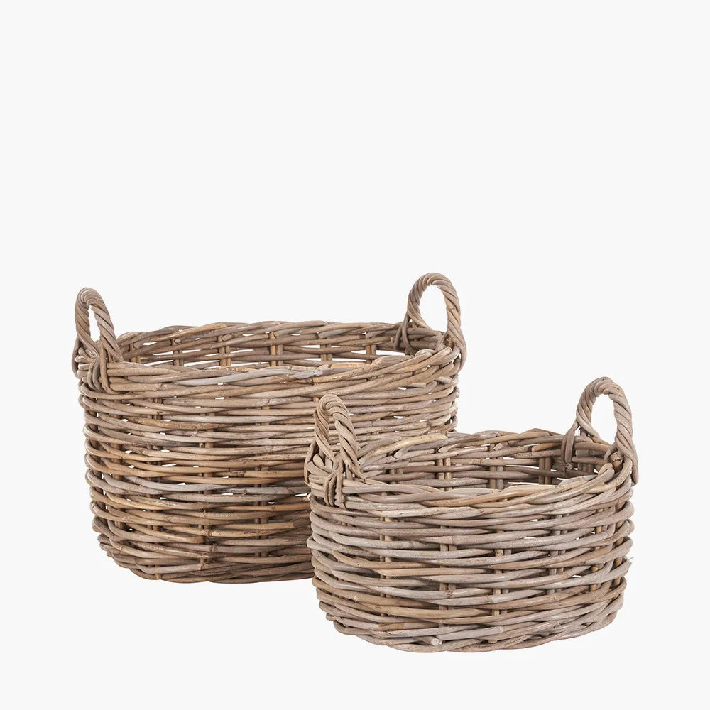 Grey Kubu oval handled baskets