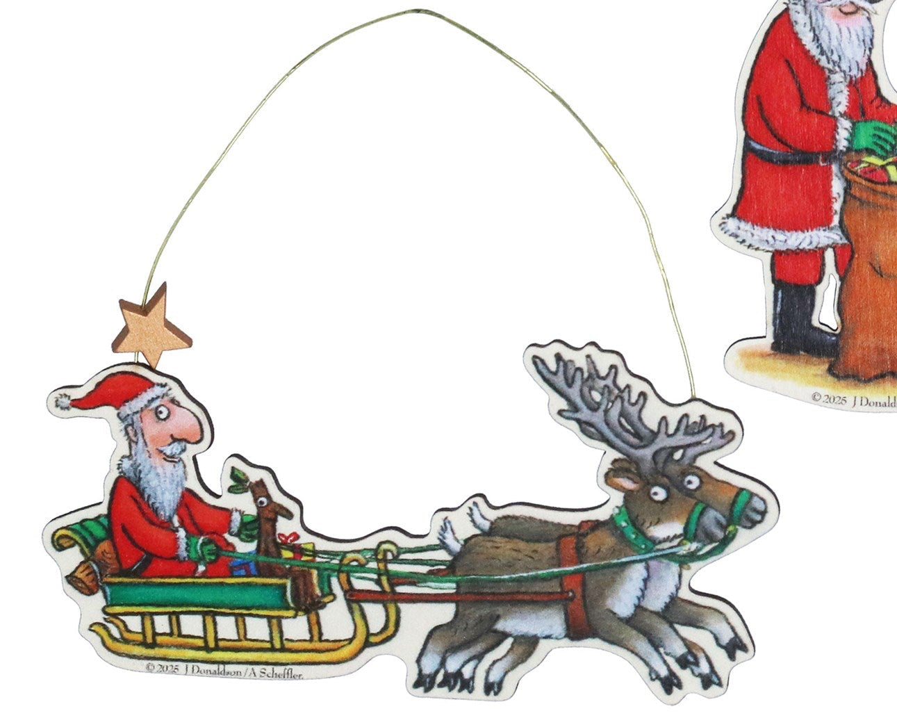 Stick Man & Santa printed wooden dec