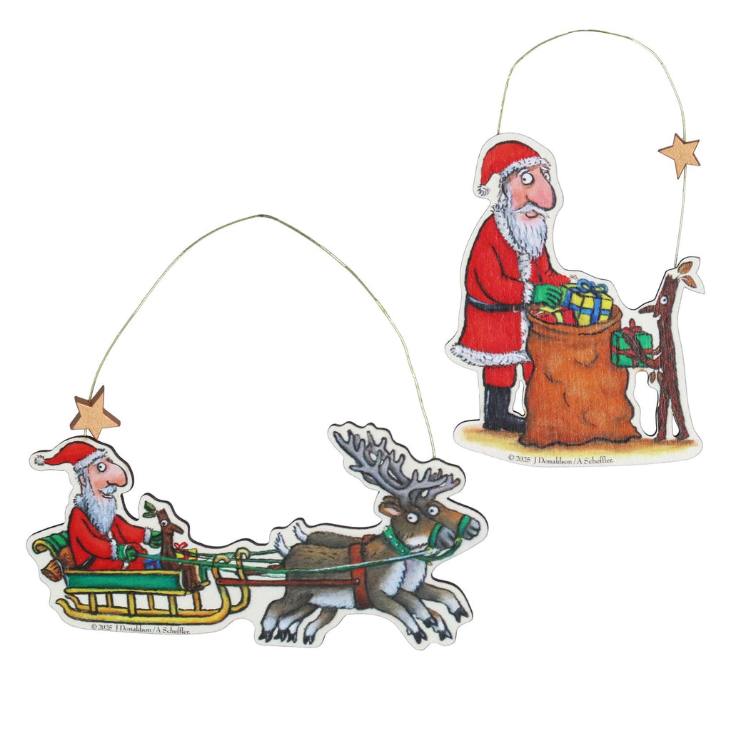 Stick Man & Santa printed wooden dec
