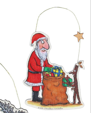 Stick Man & Santa printed wooden dec