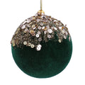 Forest green velvet ball with gold cascade