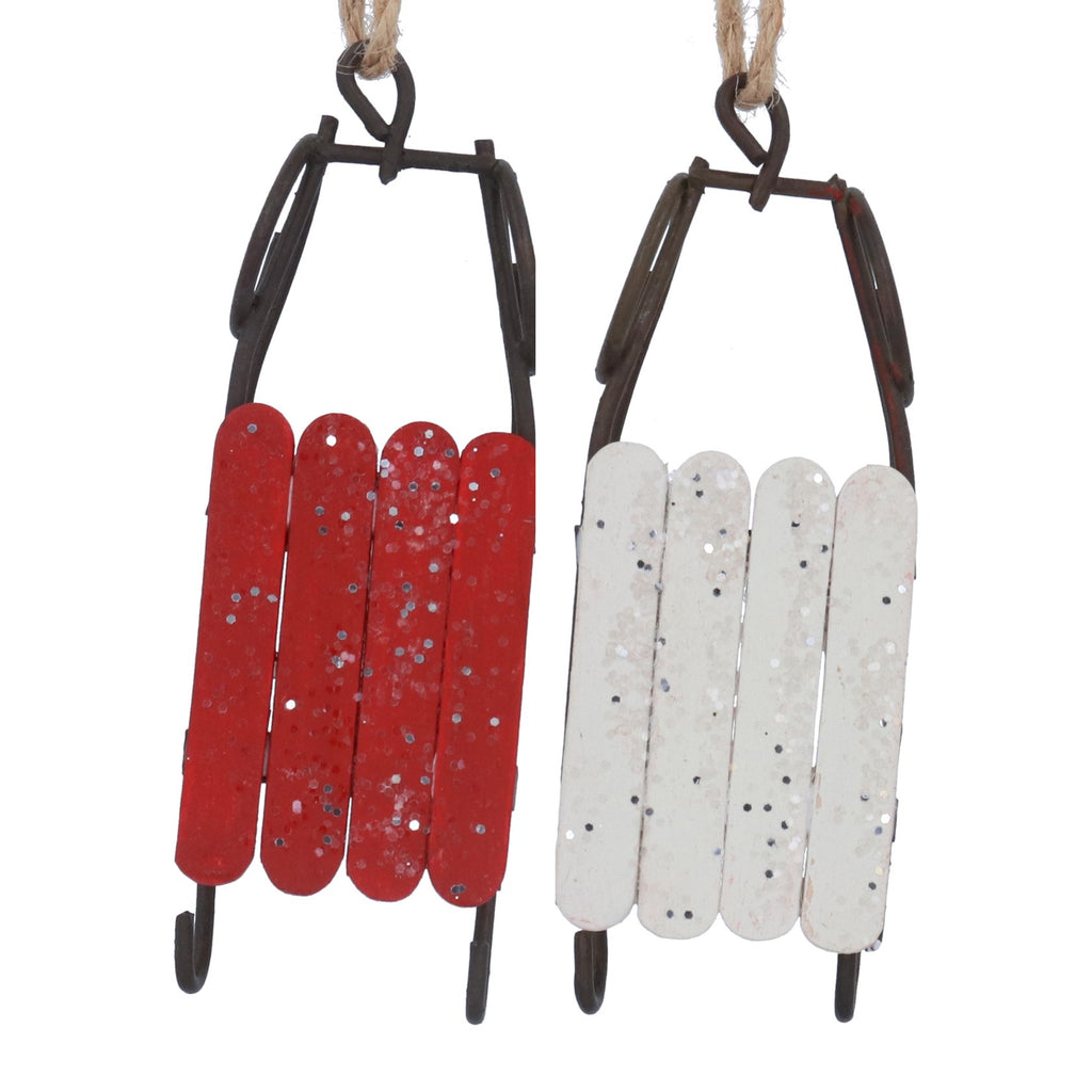 Red/white sleigh hanging dec