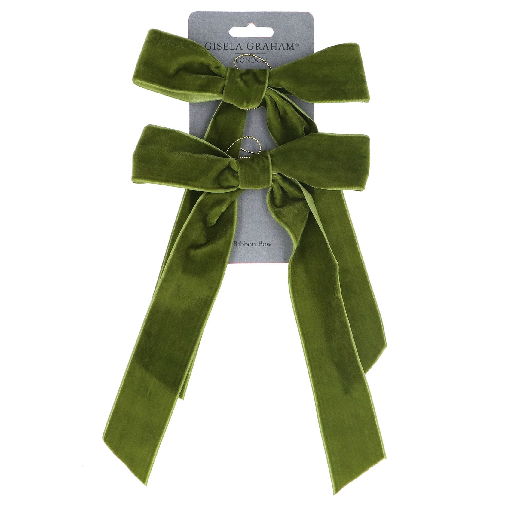 Green velvet bow decs (Pack of 2)