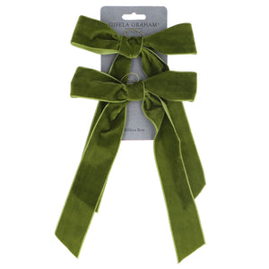 Green velvet bow decs (Pack of 2)