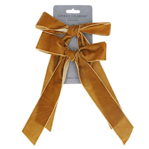 Gold velvet bow dec (Pack of 2)