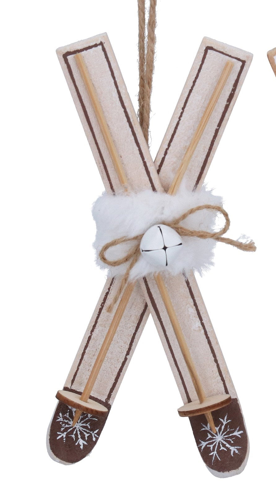 Wooden skis with snowflake