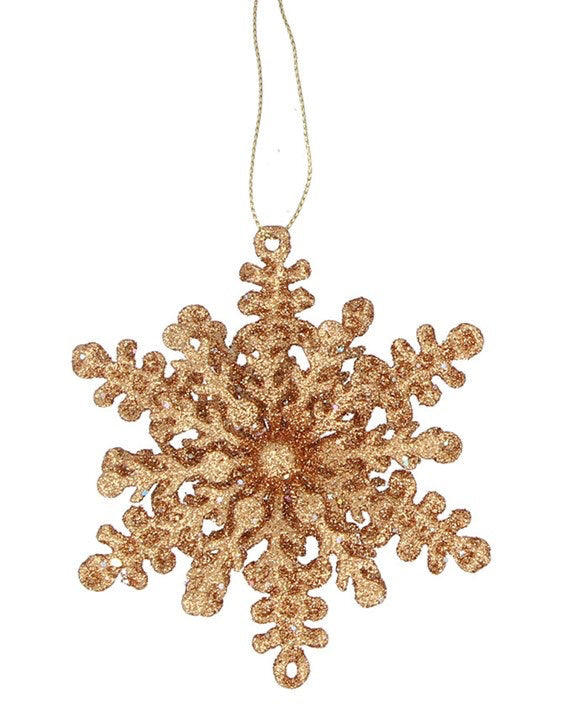 Copper glitter snowflake hanging dec