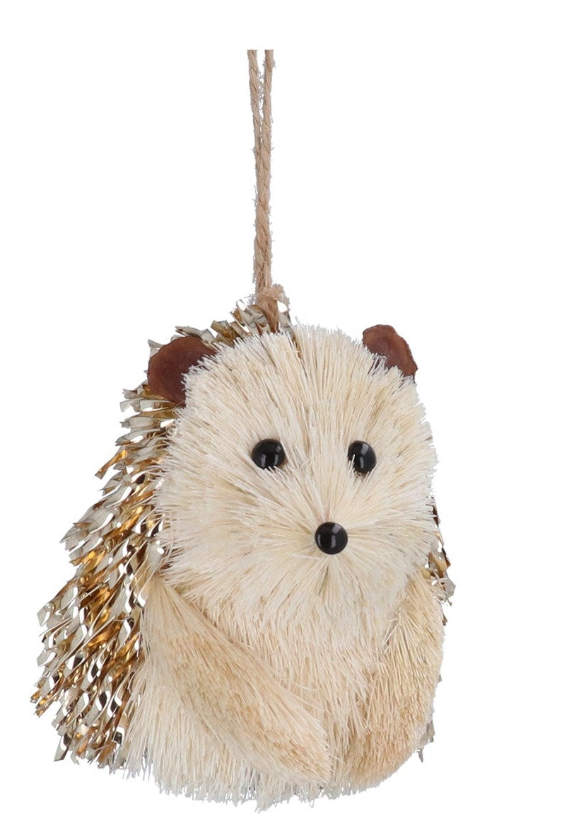 Gold bristle Hedgehog hanging decoration