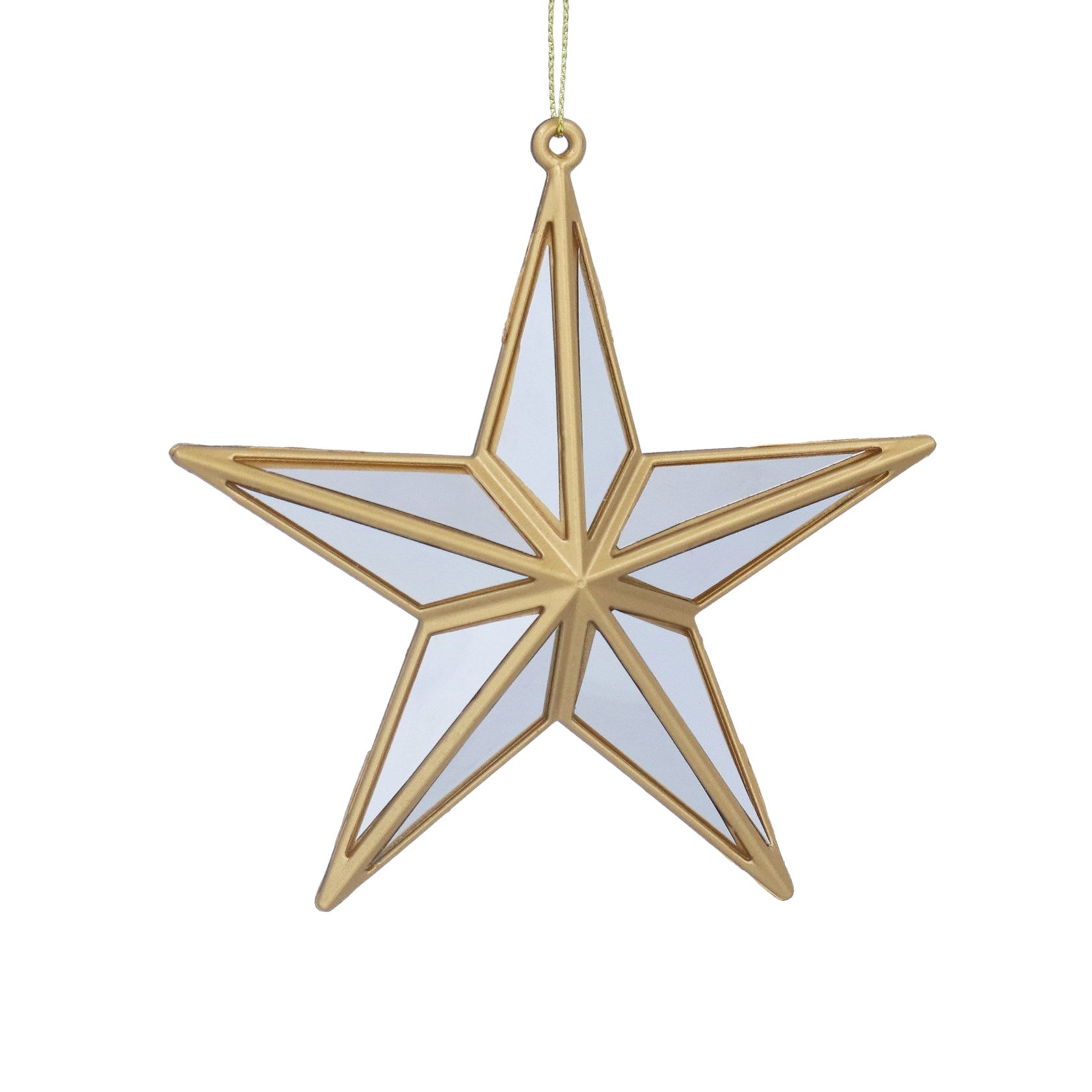 Gold/silver mirrored 5-point star hanging dec