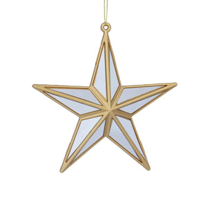 Gold/silver mirrored 5-point star hanging dec
