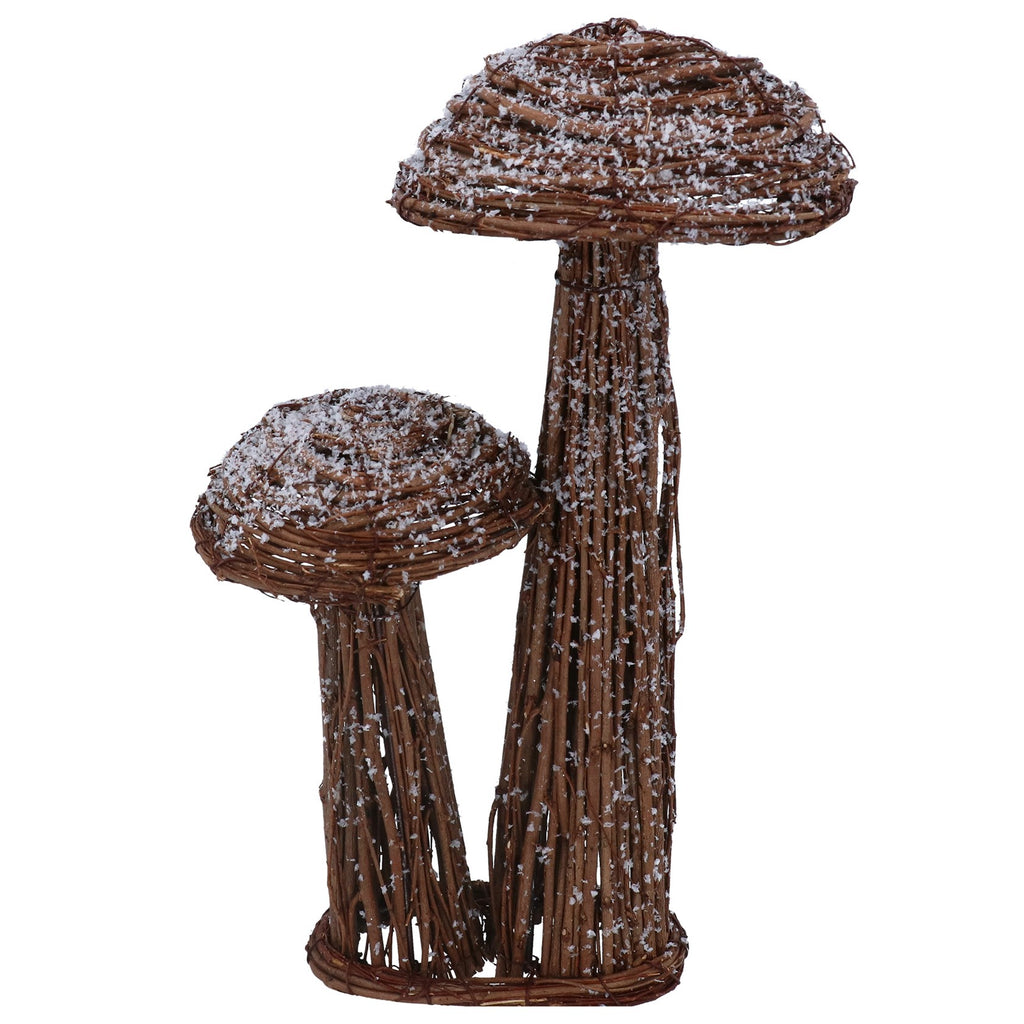 Frosted twig double toadstool ornament