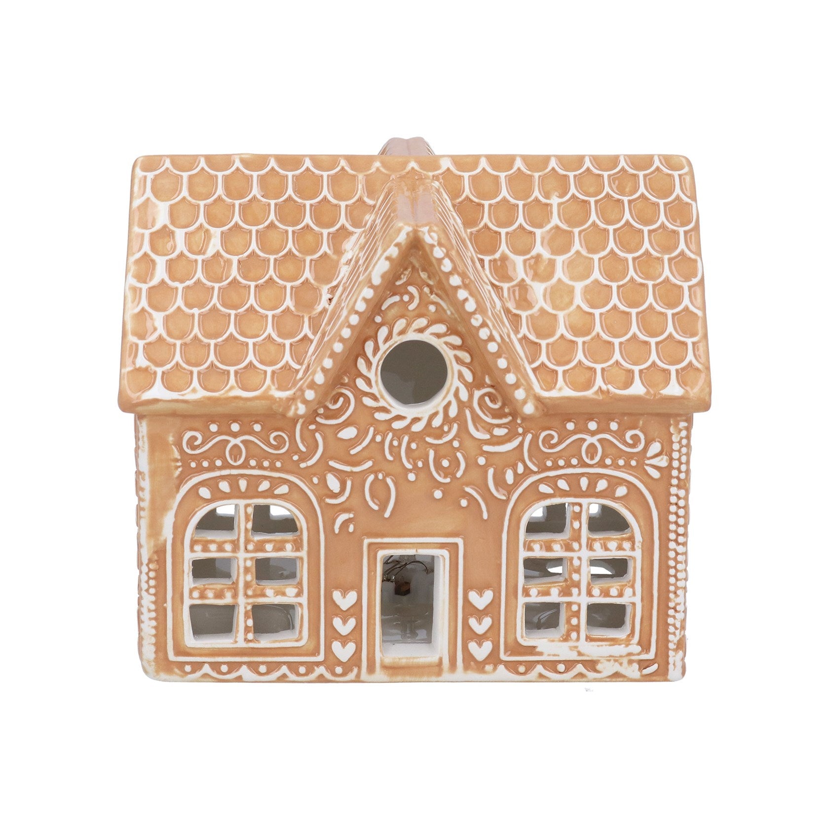 Ceramic LED light up gingerbread cottage