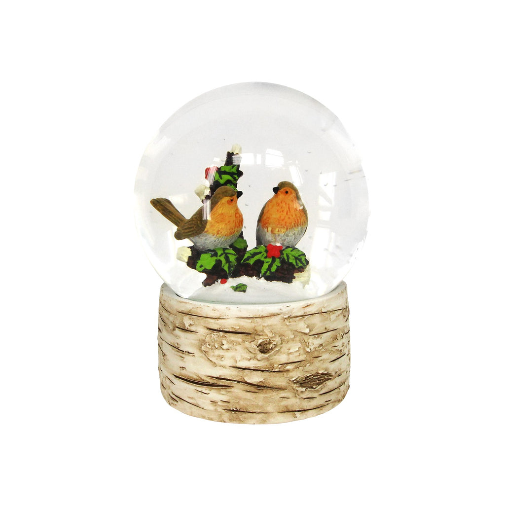Glass robin snow dome